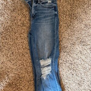 BKE Blue Boot Cut Jeans with Distressed Detail
